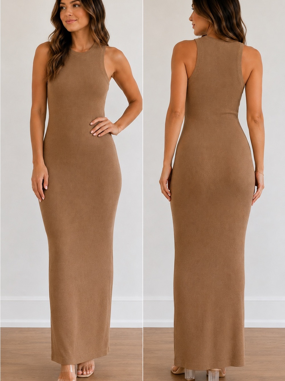 Jenni Kayne XS Cashmere Blend Sleeveless Knit Maxi Dress Camel